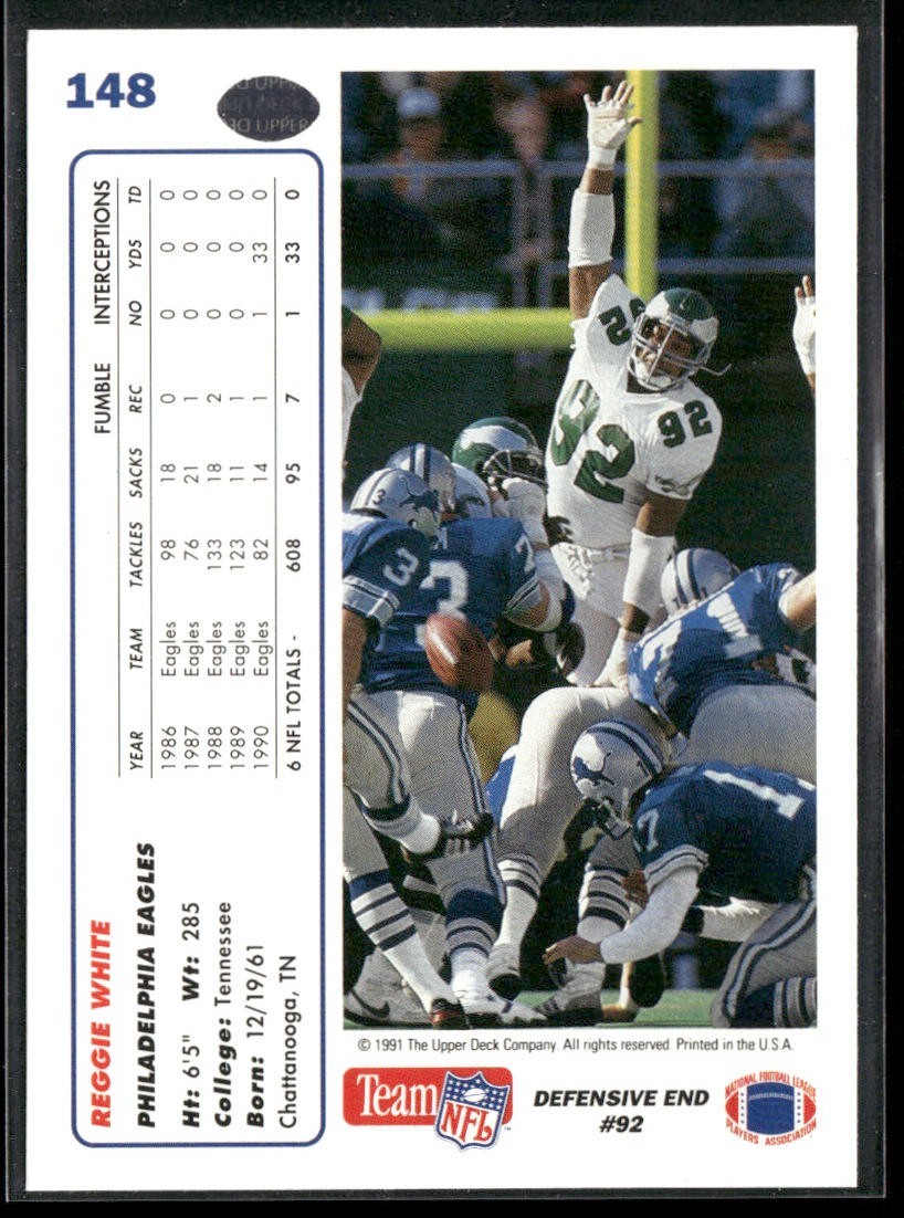 Reggie White Player Lot Bundle 10 Different Football Cards RW001 Eagles Packers back