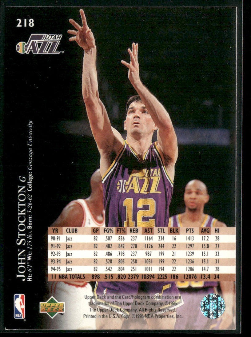 John Stockton Player Lot Bundle 10 Basketball Cards JS006 Utah Jazz back