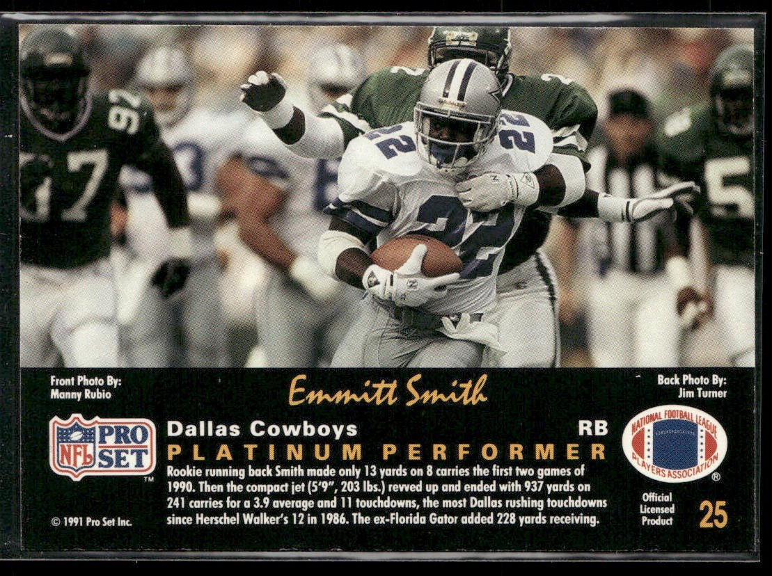 Emmitt Smith Player Lot Bundle 10 Different Football Cards ES004 Cowboys back