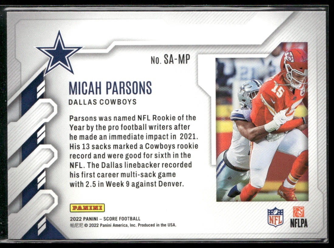 Micah Parsons Player Lot Bundle 10 Different Football Cards MP001 Cowboys back