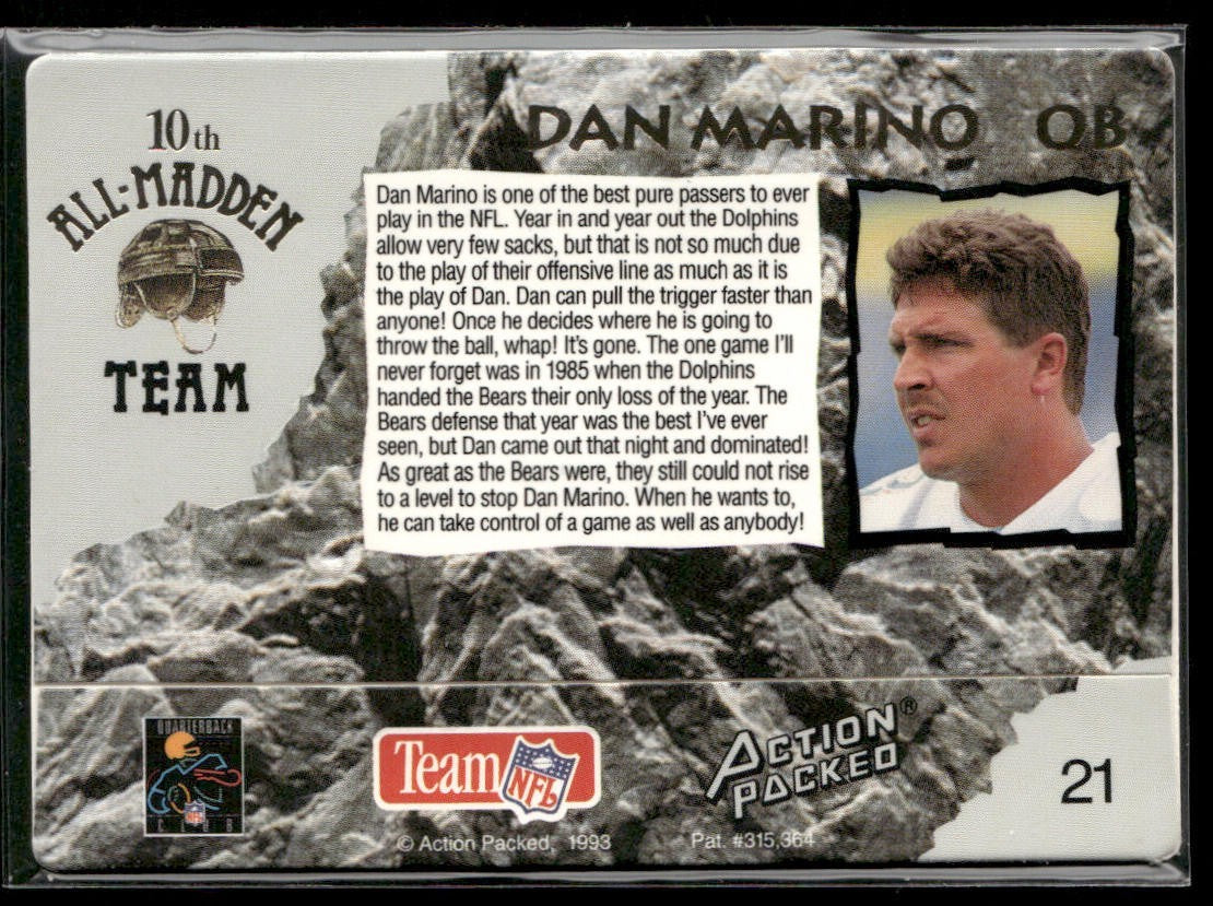 Dan Marino Player Lot Bundle 10 Different Football Cards DM003 Dolphins back