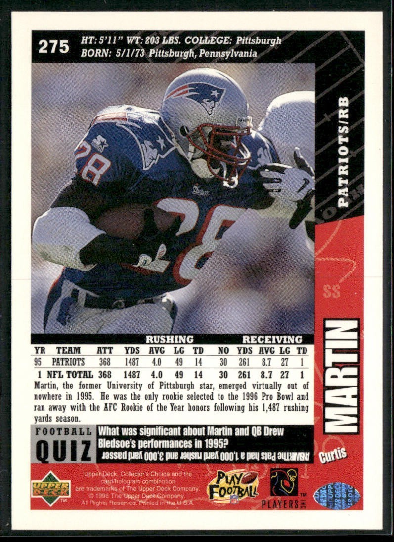 Curtis Martin Player Lot Bundle 10 Different Football Cards CM002 1 RC back