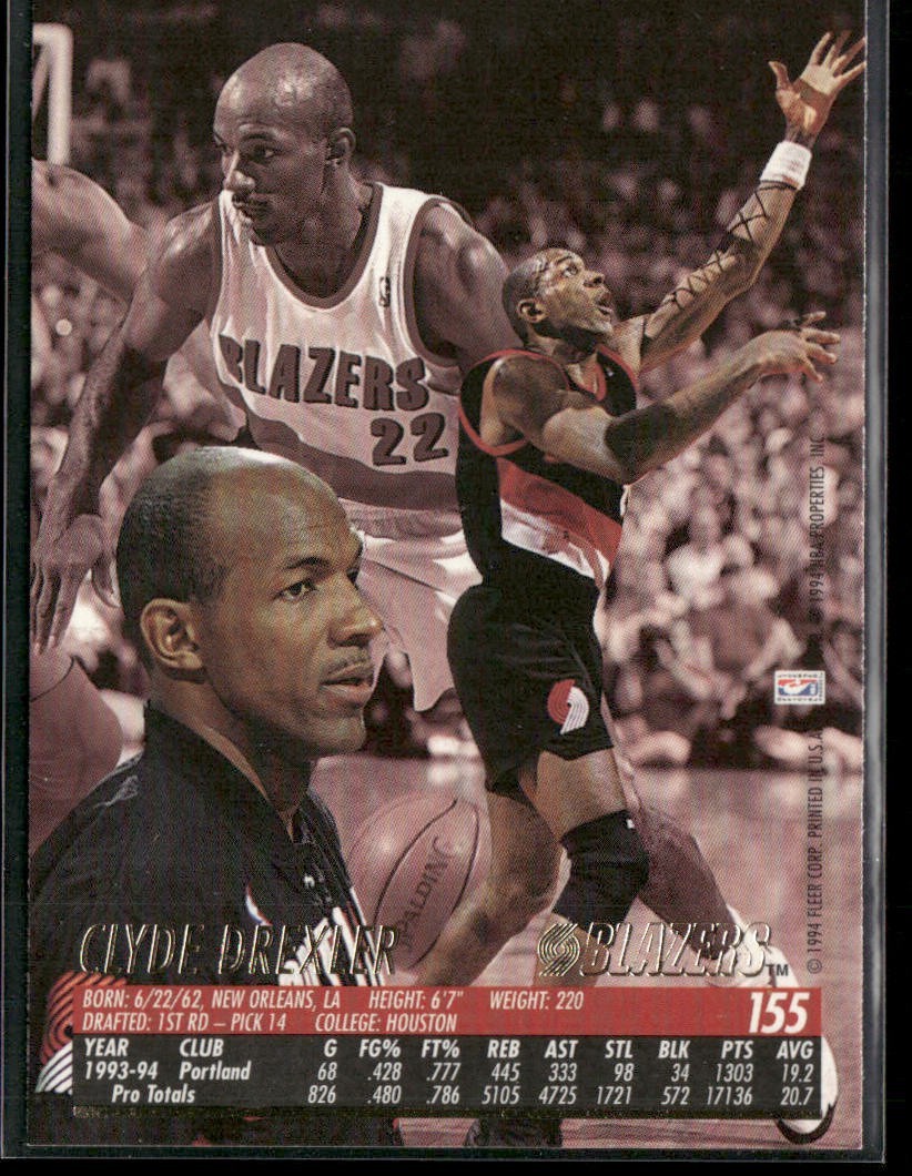 Clyde "The Glide" Drexler Player Lot Bundle 10 Basketball Cards CD002 Portland back