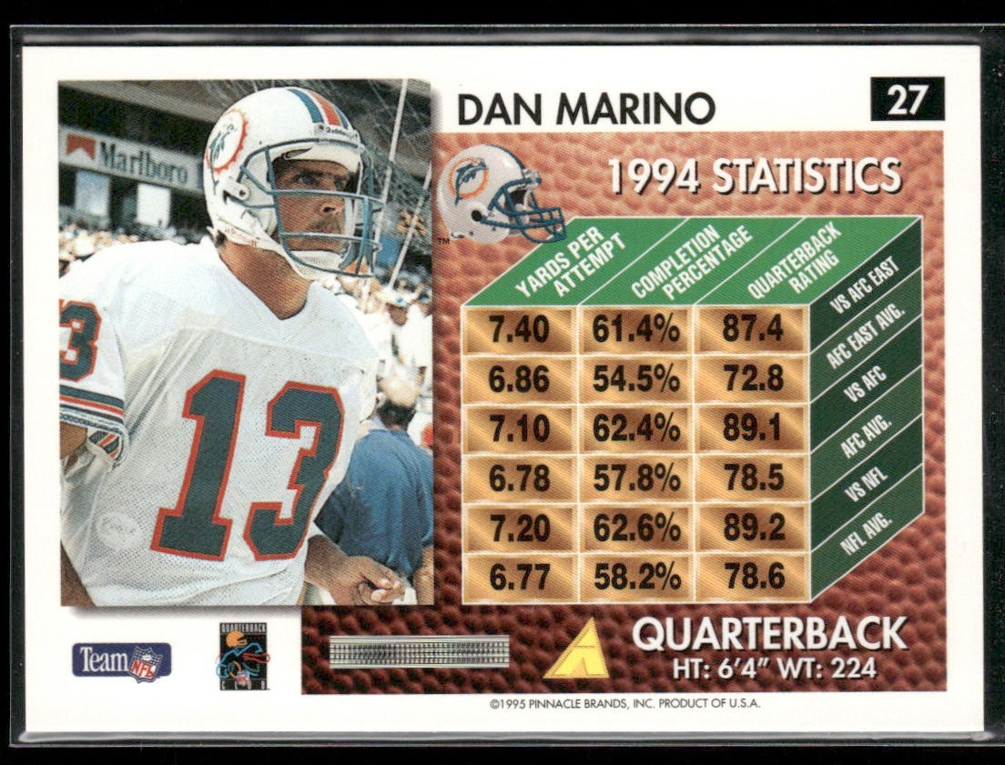 Dan Marino Player Lot Bundle 10 Different Football Cards DM004 Dolphins back
