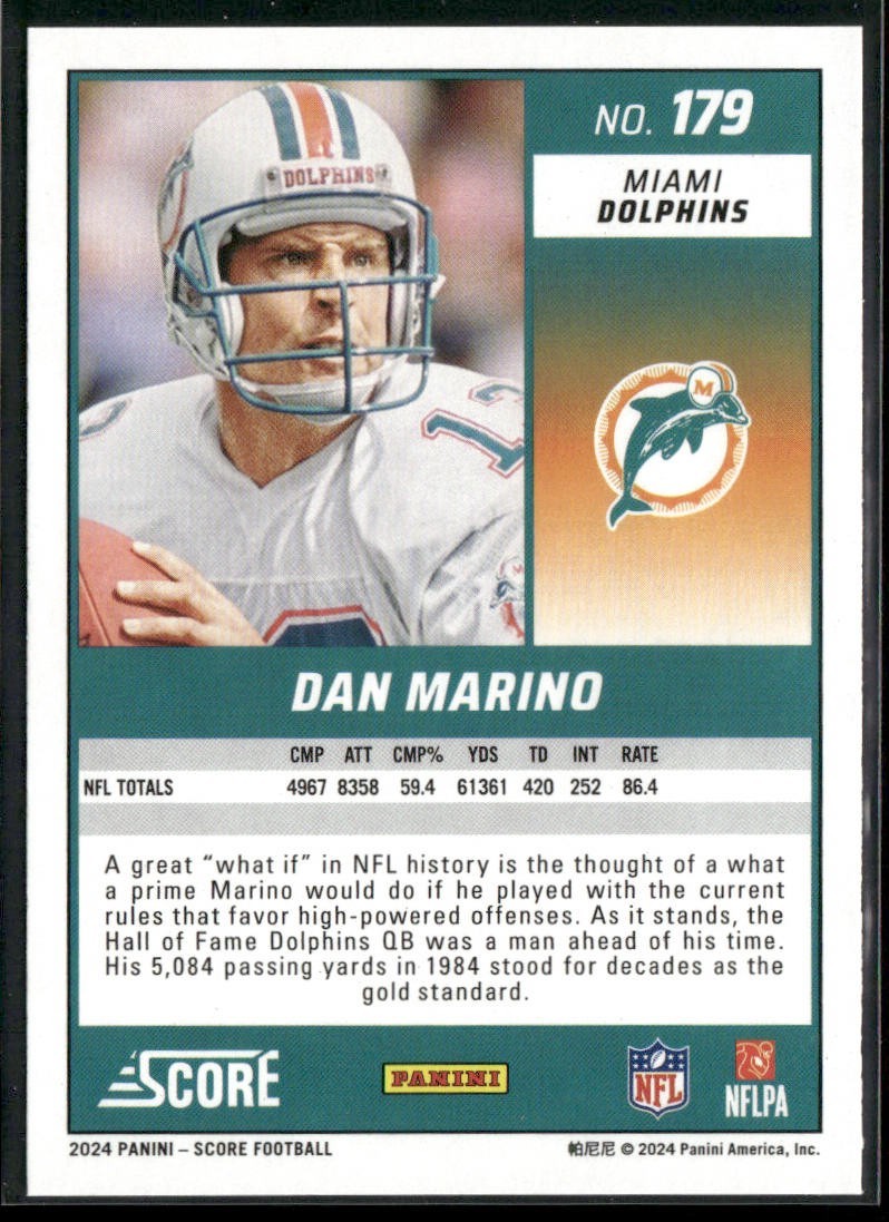 Dan Marino Player Lot Bundle 10 Football Cards DM009 Dolphins back