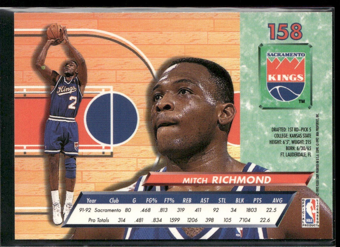 Mitch Richmond Player Lot Bundle 10 Basketball Cards MR002 Kings back