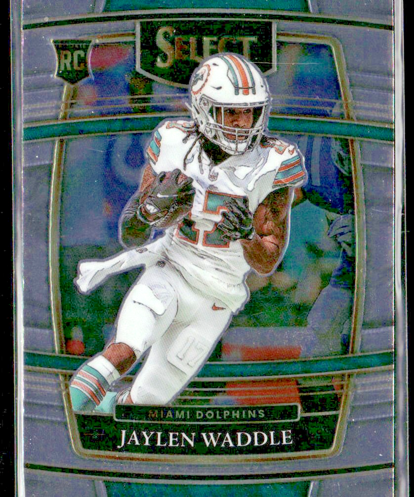 Jaylen Waddle Player Lot Bundle 10 Different Football Cards JW003 Dolphins 2 RC front