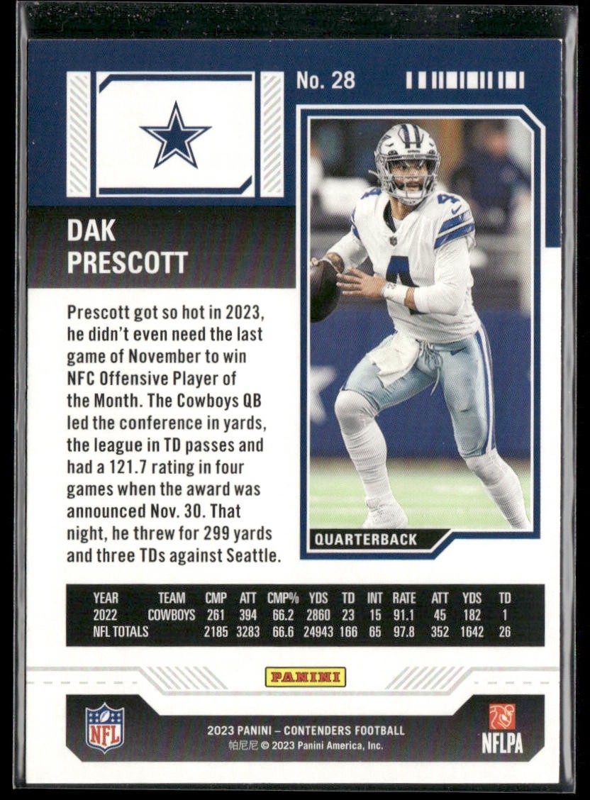 Dak Prescott Player Lot Bundle 10 Different Football Cards DP003 Cowboys back