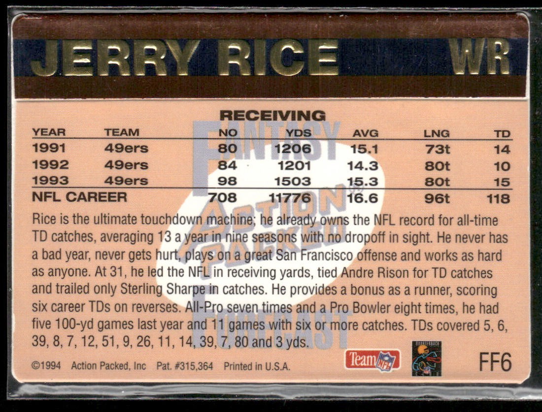 Jerry Rice Player Lot Bundle 10 Different Football Cards JR010 49ers back