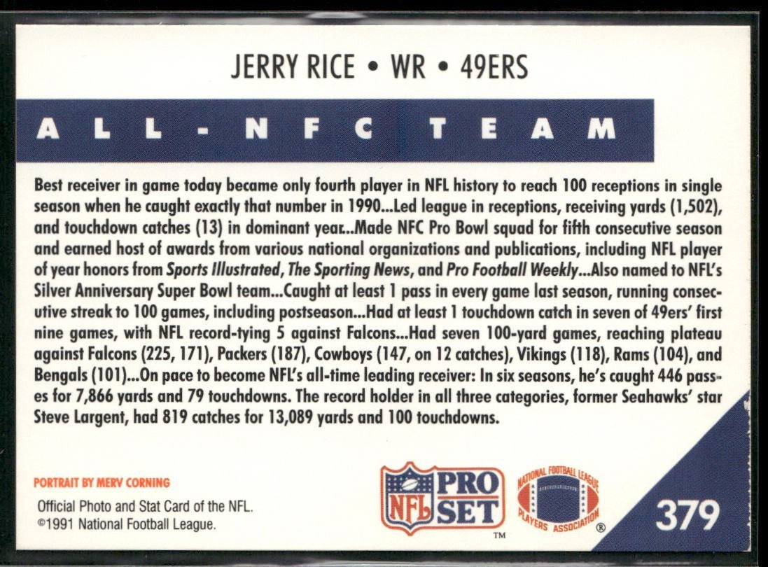 Jerry Rice Player Lot Bundle 10 Different Football Cards JR004 49ers back