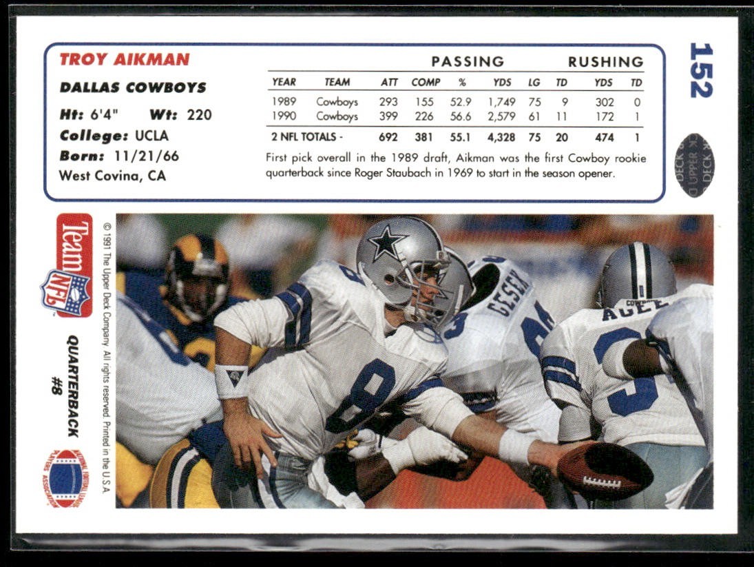 Troy Aikman Player Lot Bundle 10 Different Football Cards TA008 Cowboys back
