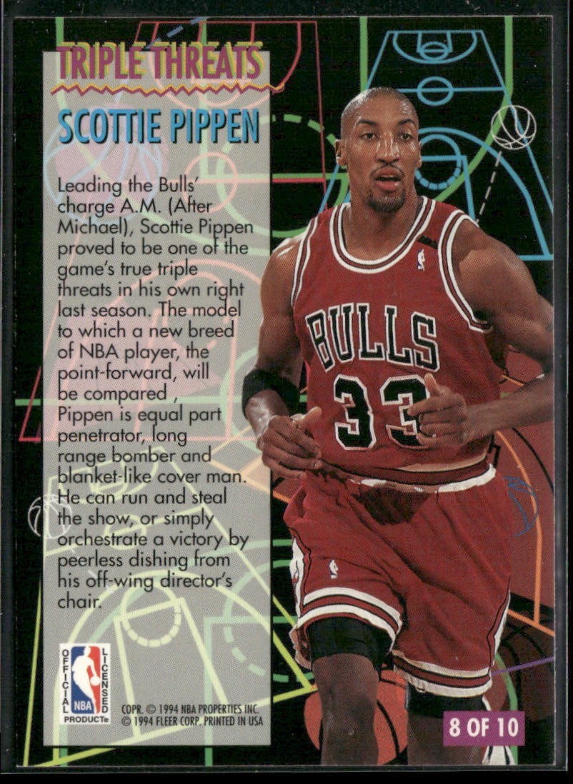 Scottie Pippen Player Lot Bundle 10 Basketball Cards SP002 Chicago Bulls back