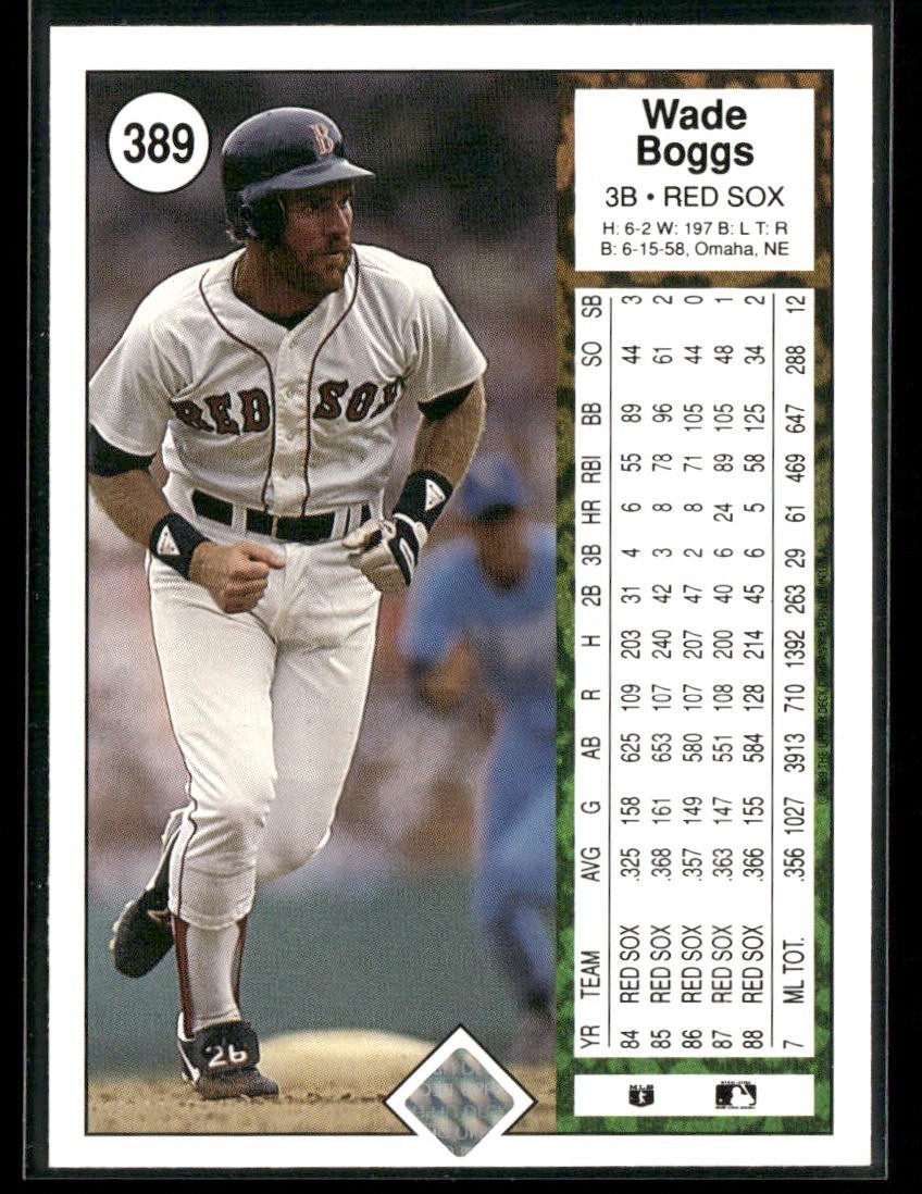 Wade Boggs Player Lot Bundle 10 Different Baseball Cards WB001 Red Sox back