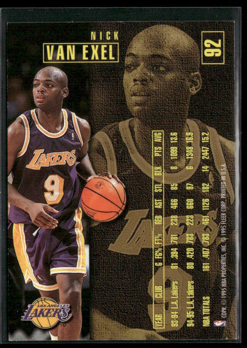 Nick Van Exel Player Lot Bundle 10 Basketball Cards NVE002 Lakers 2 RC's back
