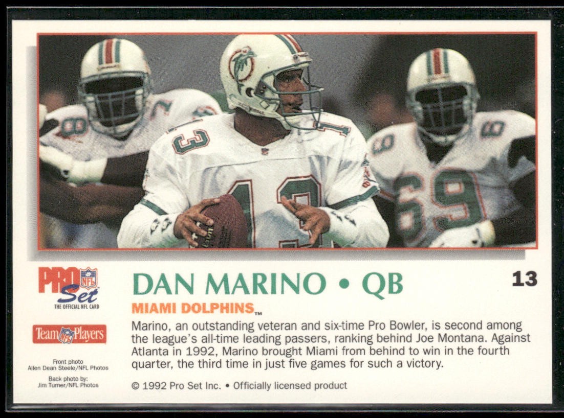 Dan Marino Player Lot Bundle 10 Different Football Cards DM007 Dolphins back