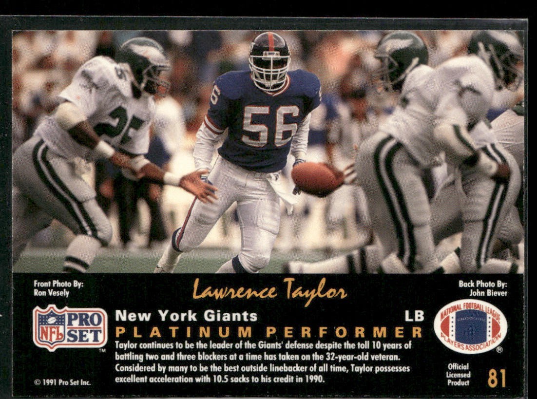 Lawrence Taylor Player Lot Bundle 10 Different Football Cards LT004 Giants back