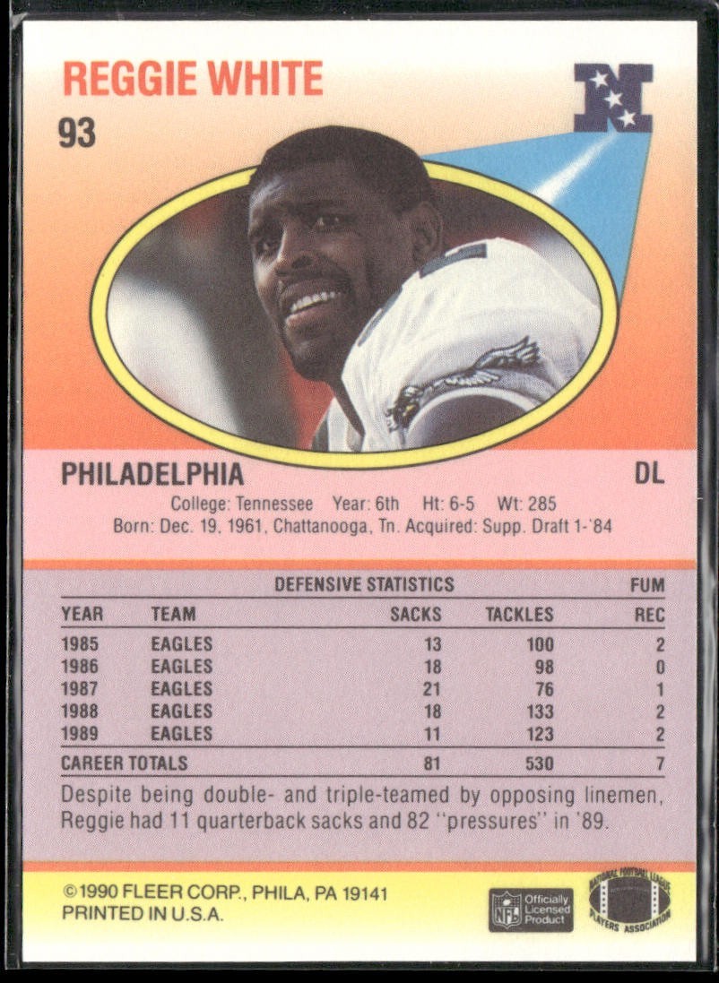 Reggie White Player Lot Bundle 10 Different Football Cards RW003 Eagles Packers back