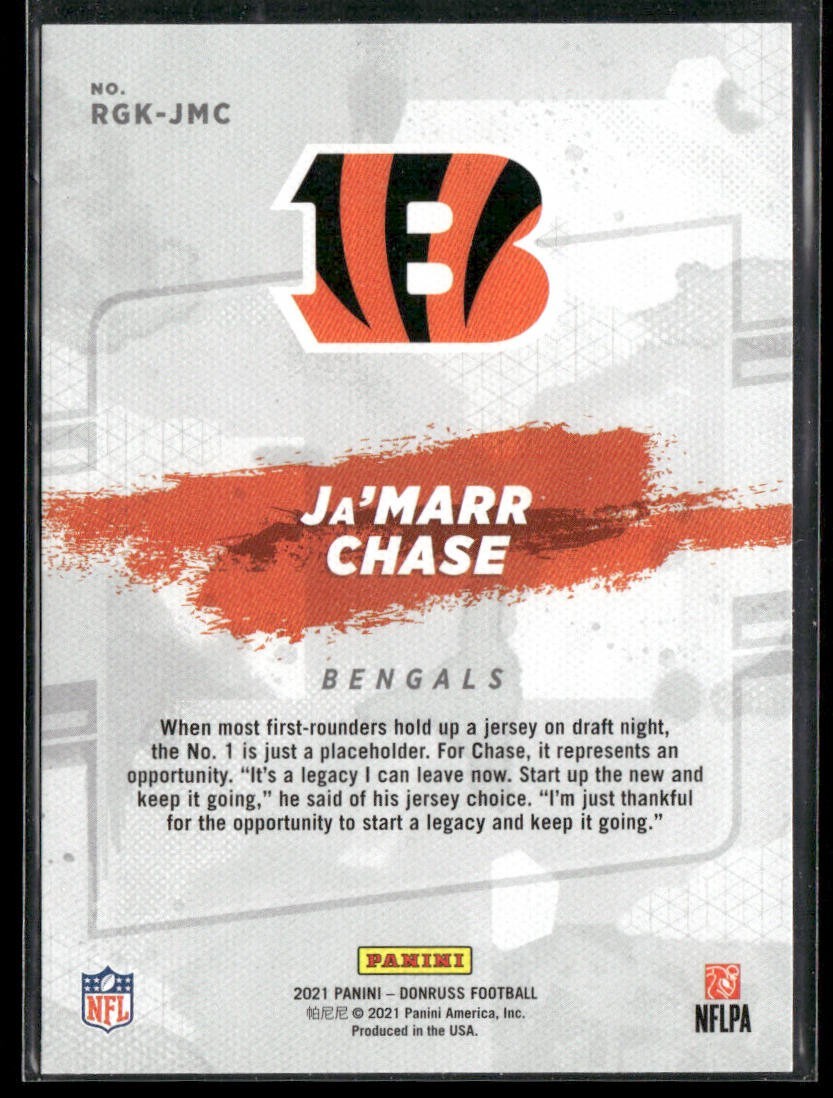 Ja'Marr Chase Player Lot Bundle 10 Different Football Cards JC002 Bengals 5 RC back