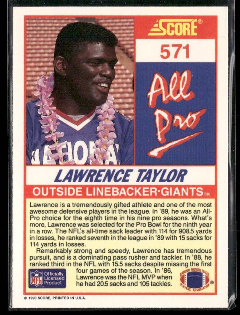 Lawrence Taylor Player Lot Bundle 10 Different Football Cards LT001 Giants back