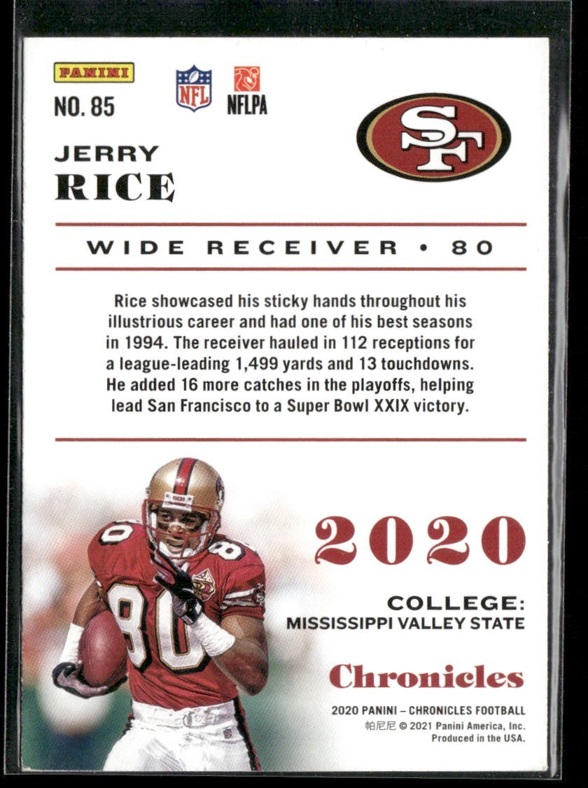 Jerry Rice Player Lot Bundle 10 Different Football Cards JR003 49ers back