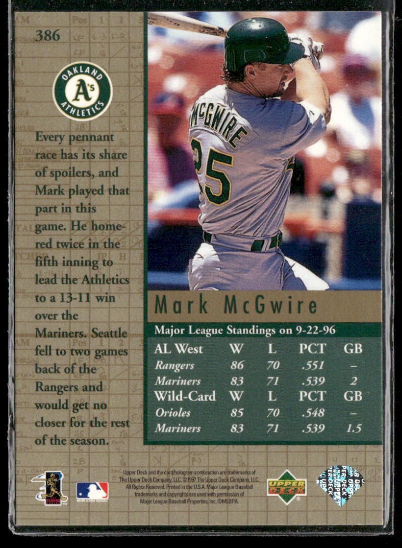 Mark McGwire Player Lot Bundle 10 Different Baseball Cards MM001 Athletics back