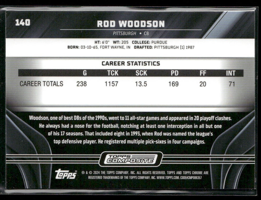 Rod Woodson Player Lot Bundle 10 Different Football Cards RW008 Steelers back