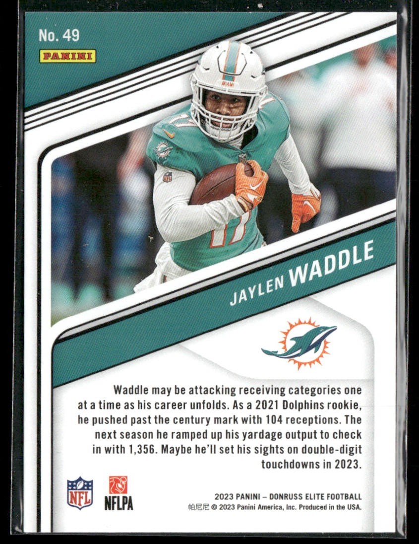 Jaylen Waddle Player Lot Bundle 10 Different Football Cards JW002 Dolphins 1 RC back