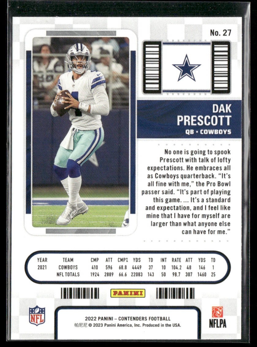 Dak Prescott Player Lot Bundle 10 Different Football Cards DP002 Cowboys back