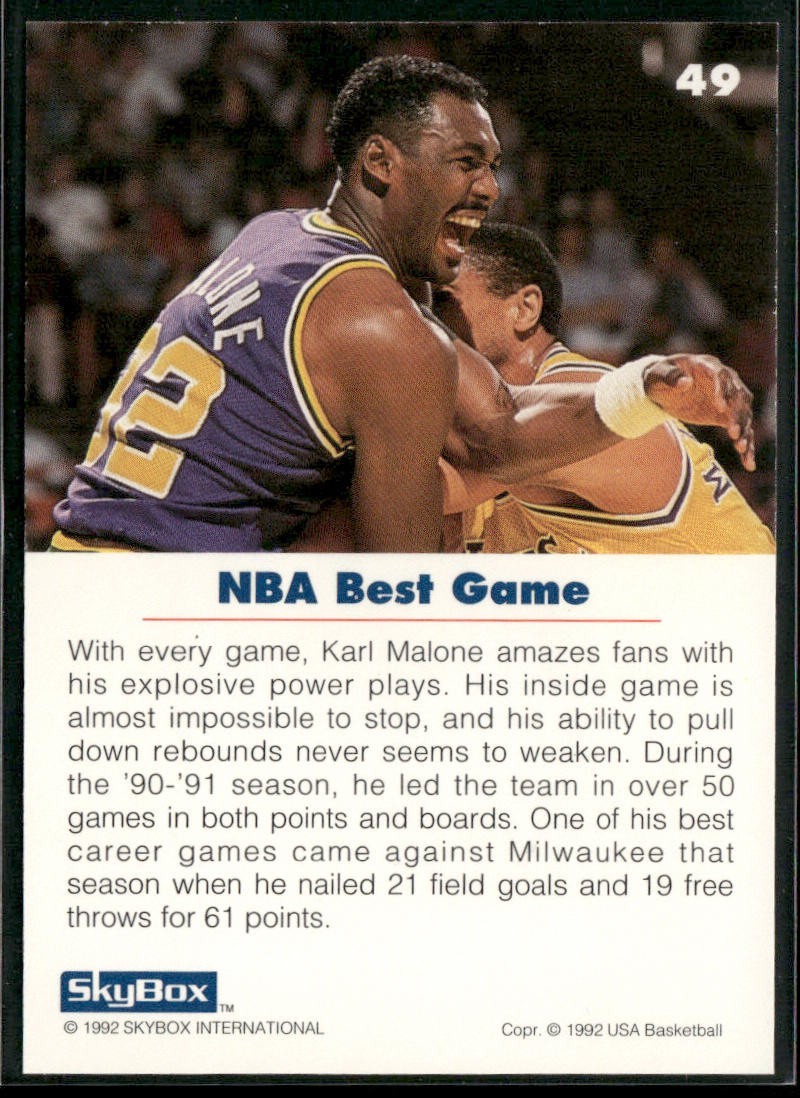 Karl Malone Player Lot Bundle 10 Basketball Cards KM001 Utah Jazz back