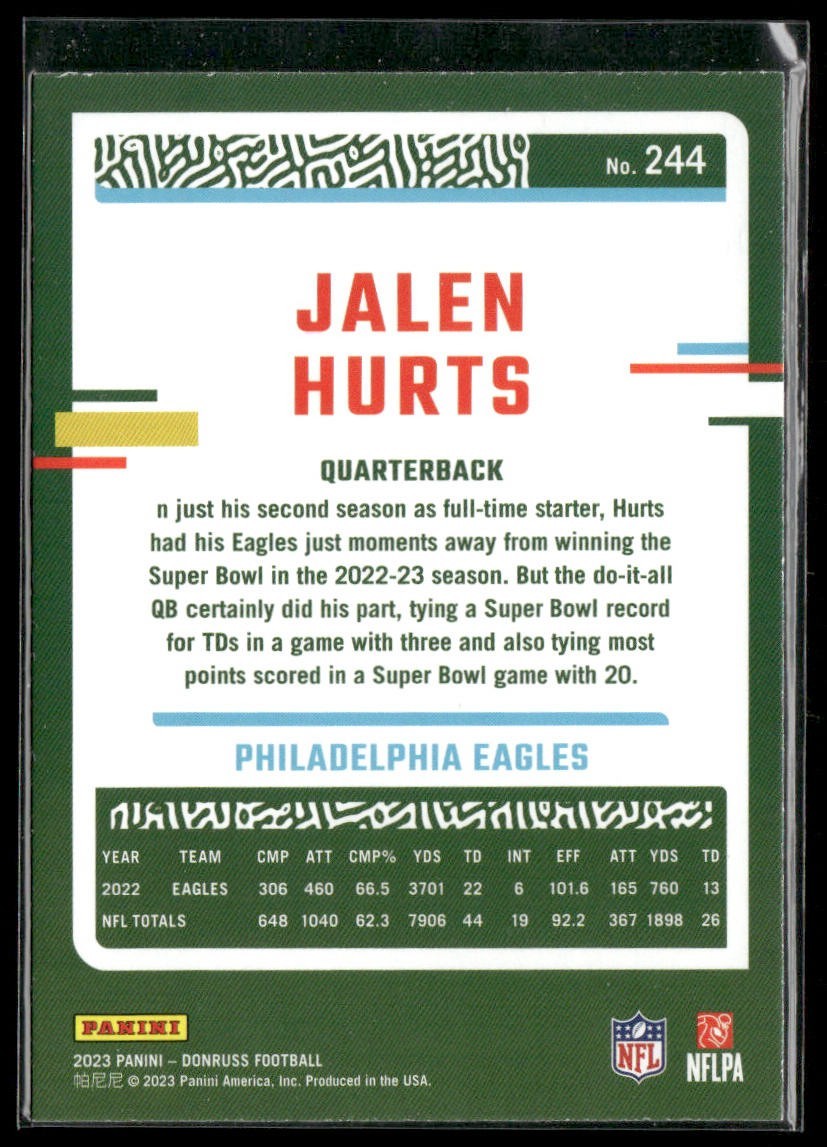 Jalen Hurts Player Lot Bundle 10 Different Football Cards JH004 Eagles back