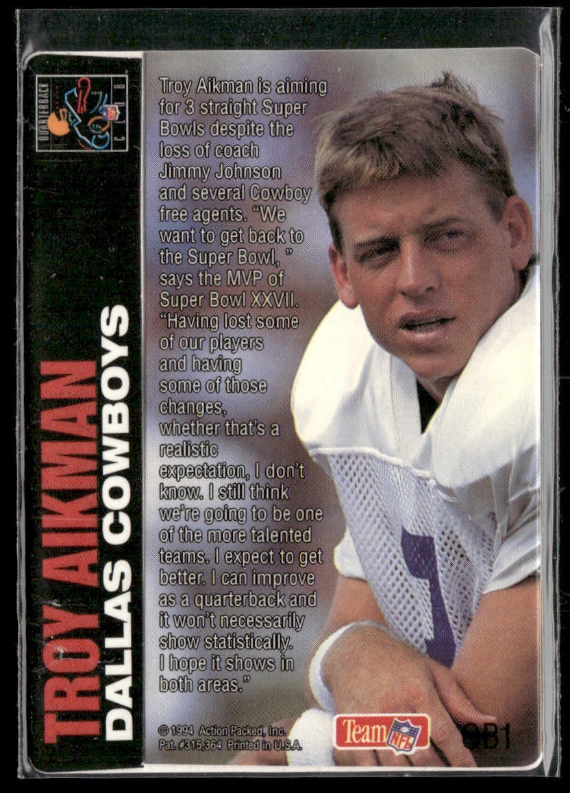 Troy Aikman Player Lot Bundle 10 Different Football Cards TA002 Cowboys back