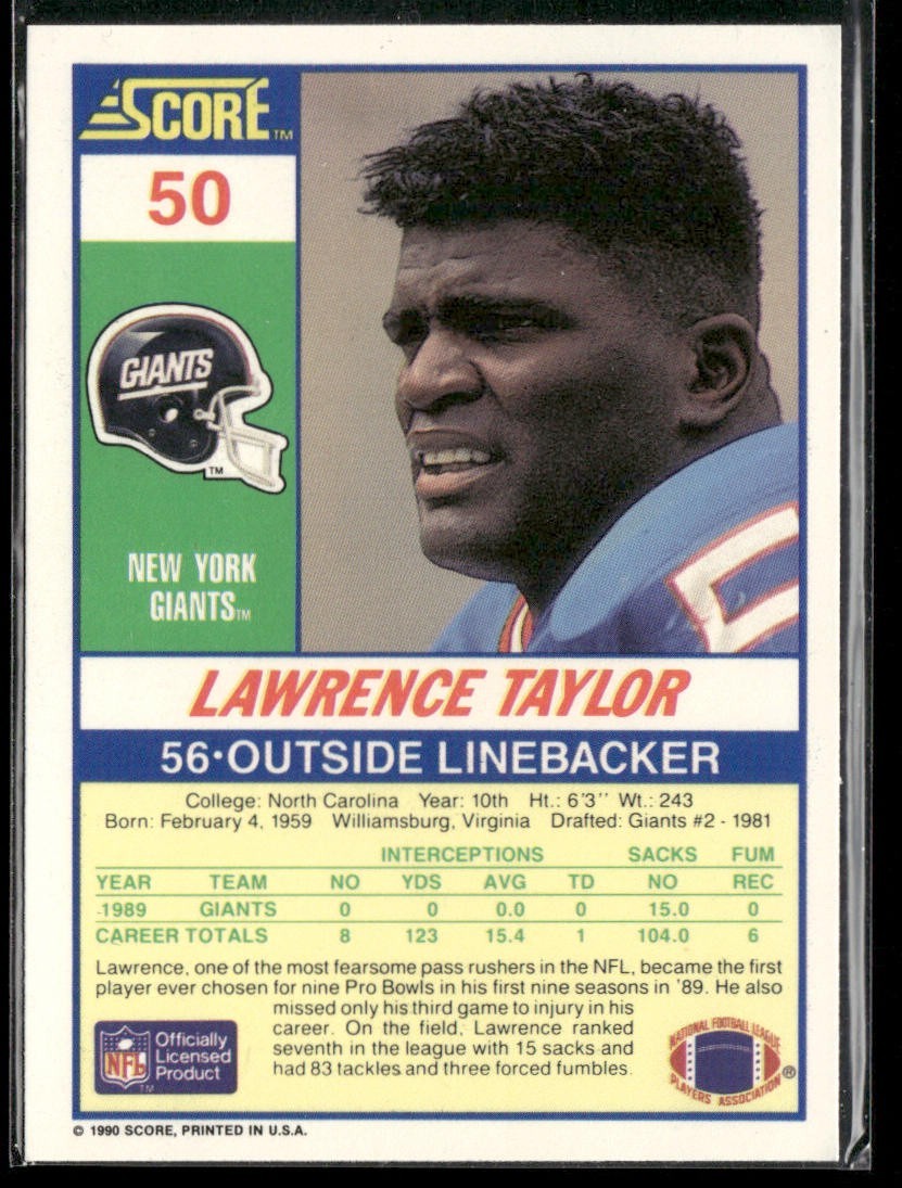 Lawrence Taylor Player Lot Bundle 10 Different Football Cards LT004 Giants back