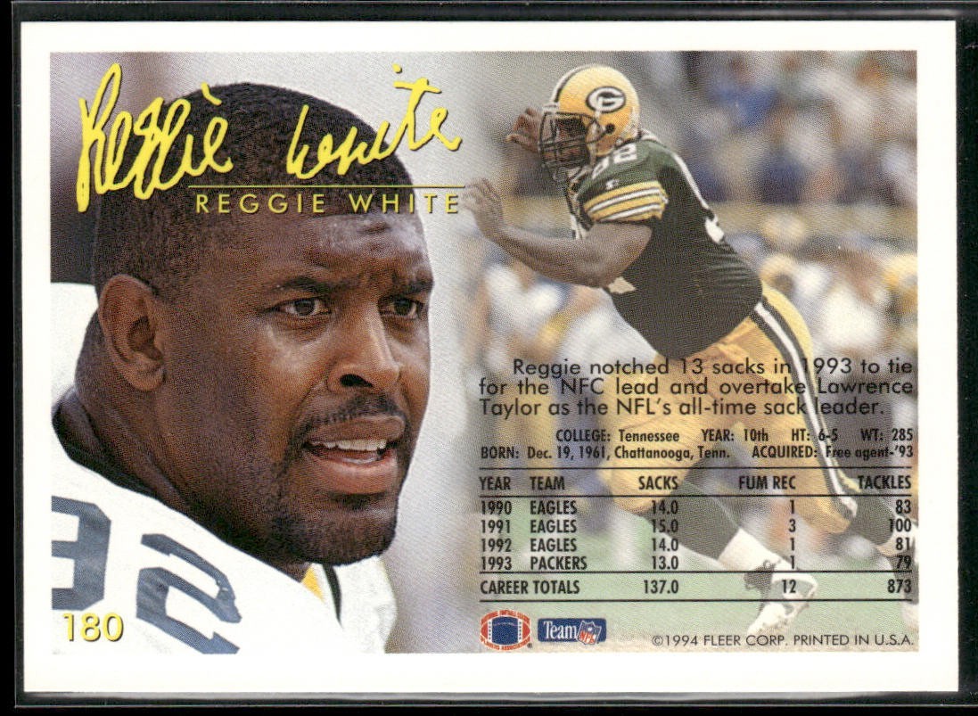 Reggie White Player Lot Bundle 10 Different Football Cards RW001 Eagles Packers back