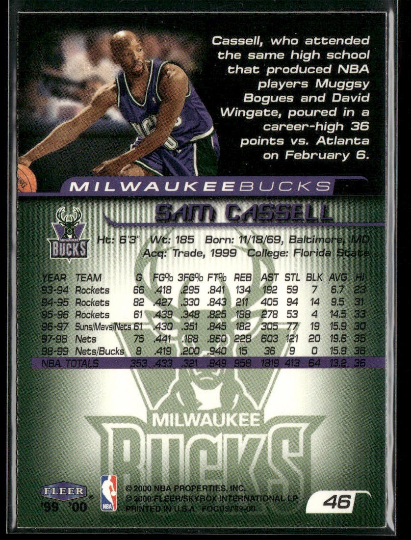 Sam Cassell Player Lot Bundle 10 Basketball Cards SC001 Rockets Nets 1 RC back