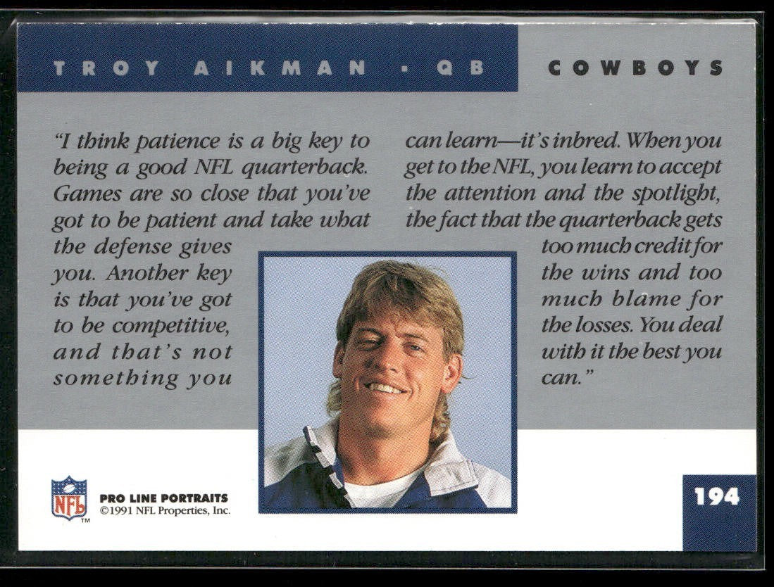 Troy Aikman Player Lot Bundle 10 Different Football Cards TA005 Cowboys back