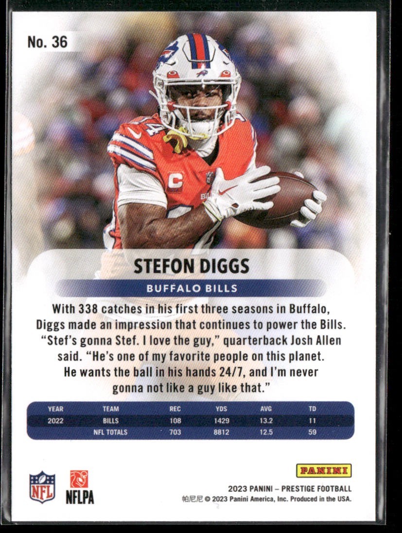 Stefon Diggs Player Lot Bundle 10 Different Football Cards SD001 Bills Vikings back