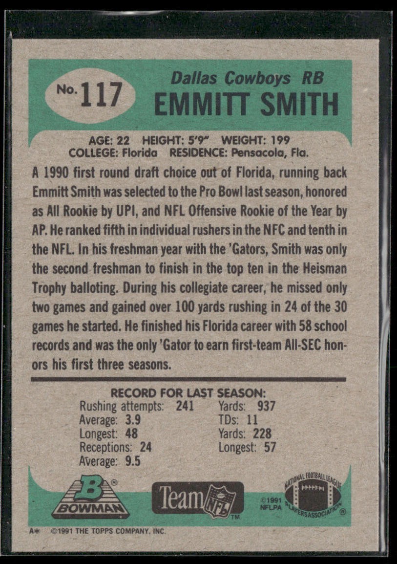 Emmitt Smith Player Lot Bundle 10 Different Football Cards ES003 Cowboys back