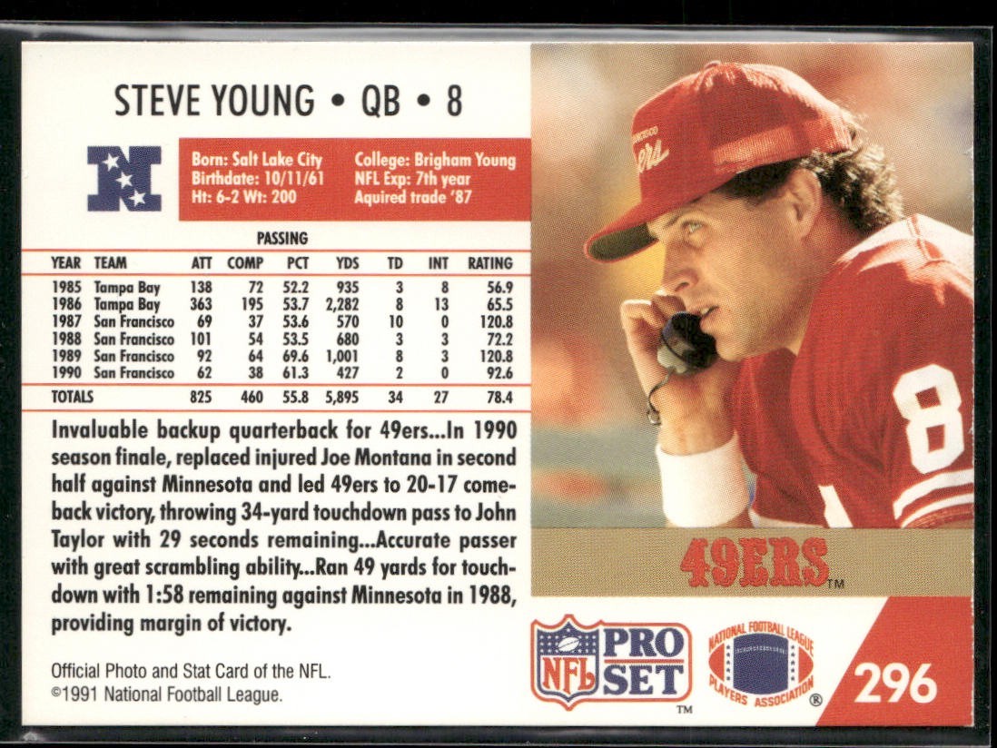 Steve Young Player Lot Bundle 10 Different Football Cards SY002 49ers back
