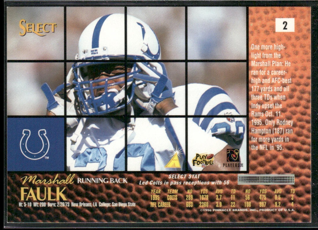 Marshall Faulk Player Lot Bundle 10 Different Football Cards MF002 2 RC back