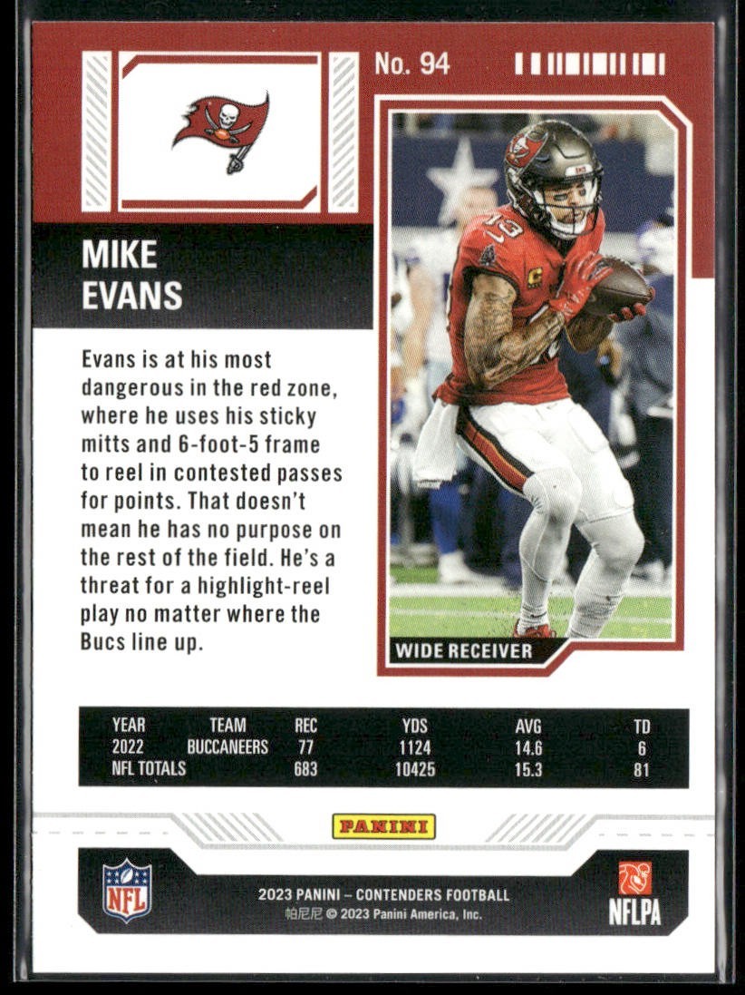 Mike Evans Player Lot Bundle 10 Different Football Cards ME002 Buccaneers back