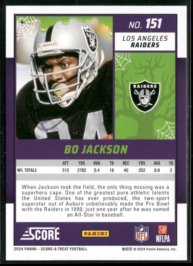 Bo Jackson Player Lot Bundle 10 Different Football Cards BOJ002 Raiders back
