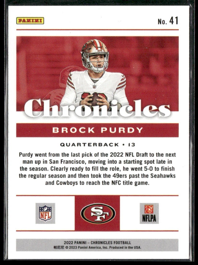 Brock Purdy Player Lot Bundle 10 Different Football Cards BP001 49ers back
