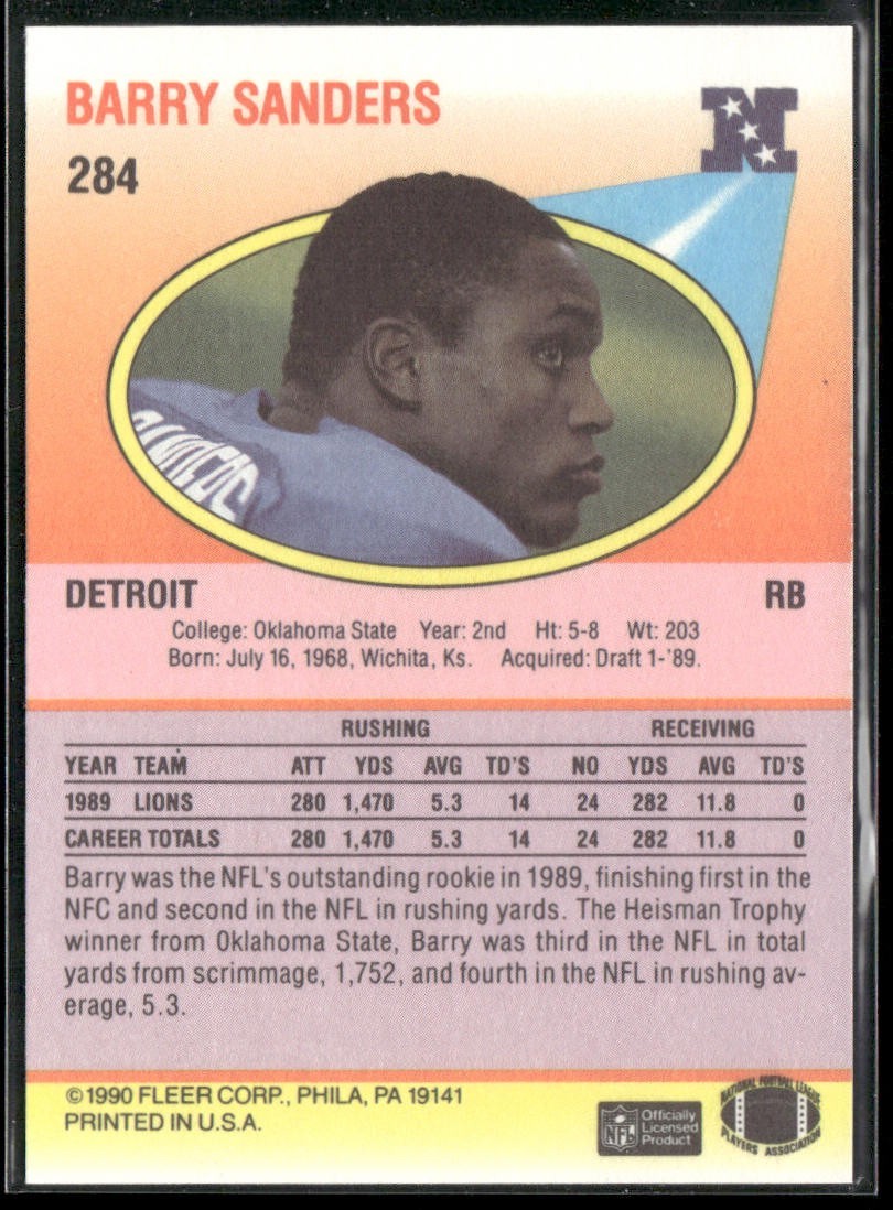 Barry Sanders Player Lot Bundle 10 Different Football Cards BS009 Lions back