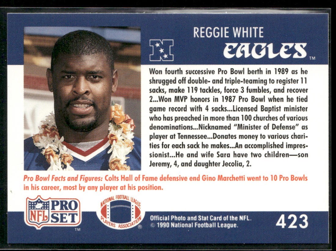 Reggie White Player Lot Bundle 10 Different Football Cards RW007 Eagles Packers back