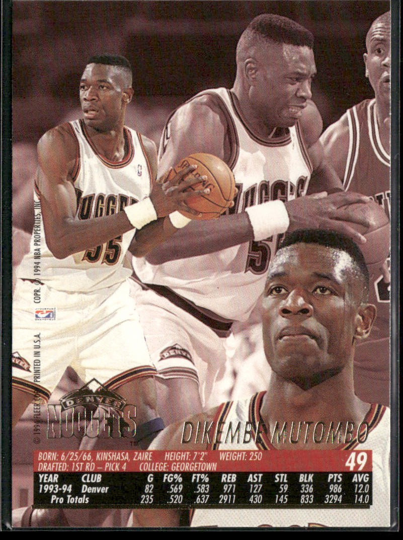 Dikembe Mutombo Player Lot Bundle 10 Basketball Cards DM002 Nuggets Hawks back