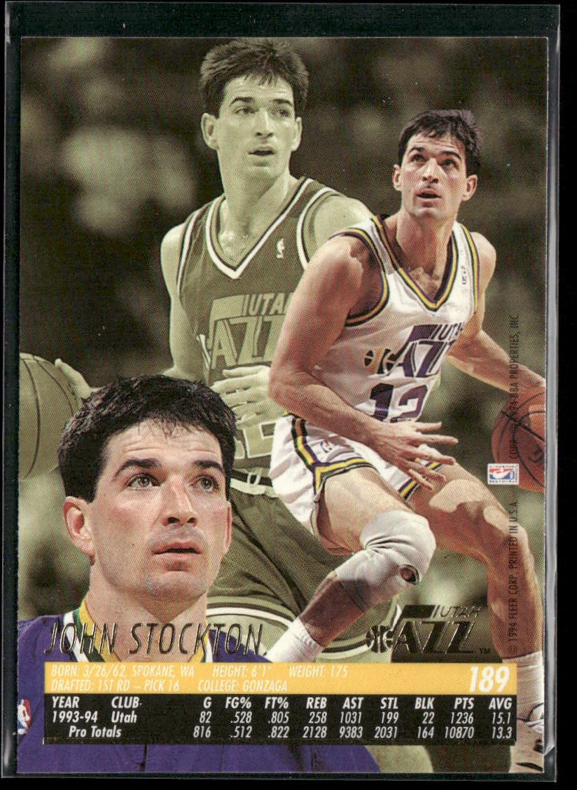 John Stockton Player Lot Bundle 10 Basketball Cards JS002 Utah Jazz back