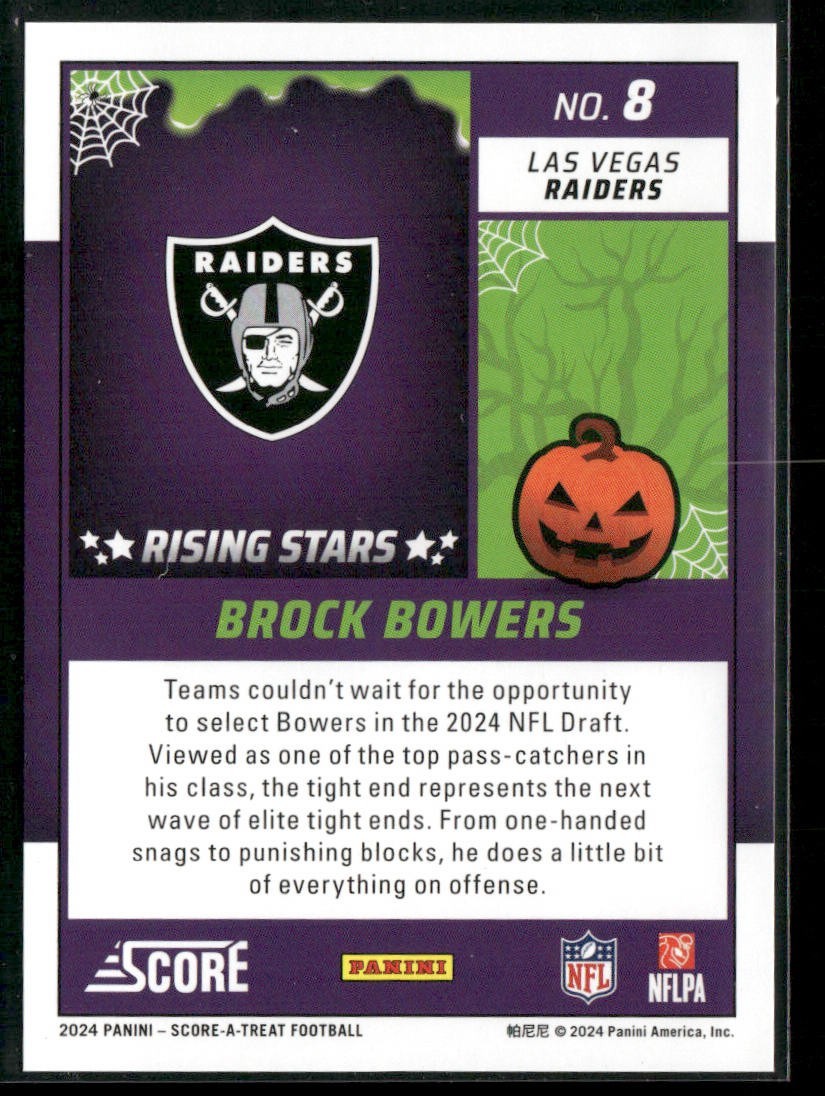 Brock Bowers Player Lot Bundle 8 Different ROOKIE Football Cards BB001 Raiders back