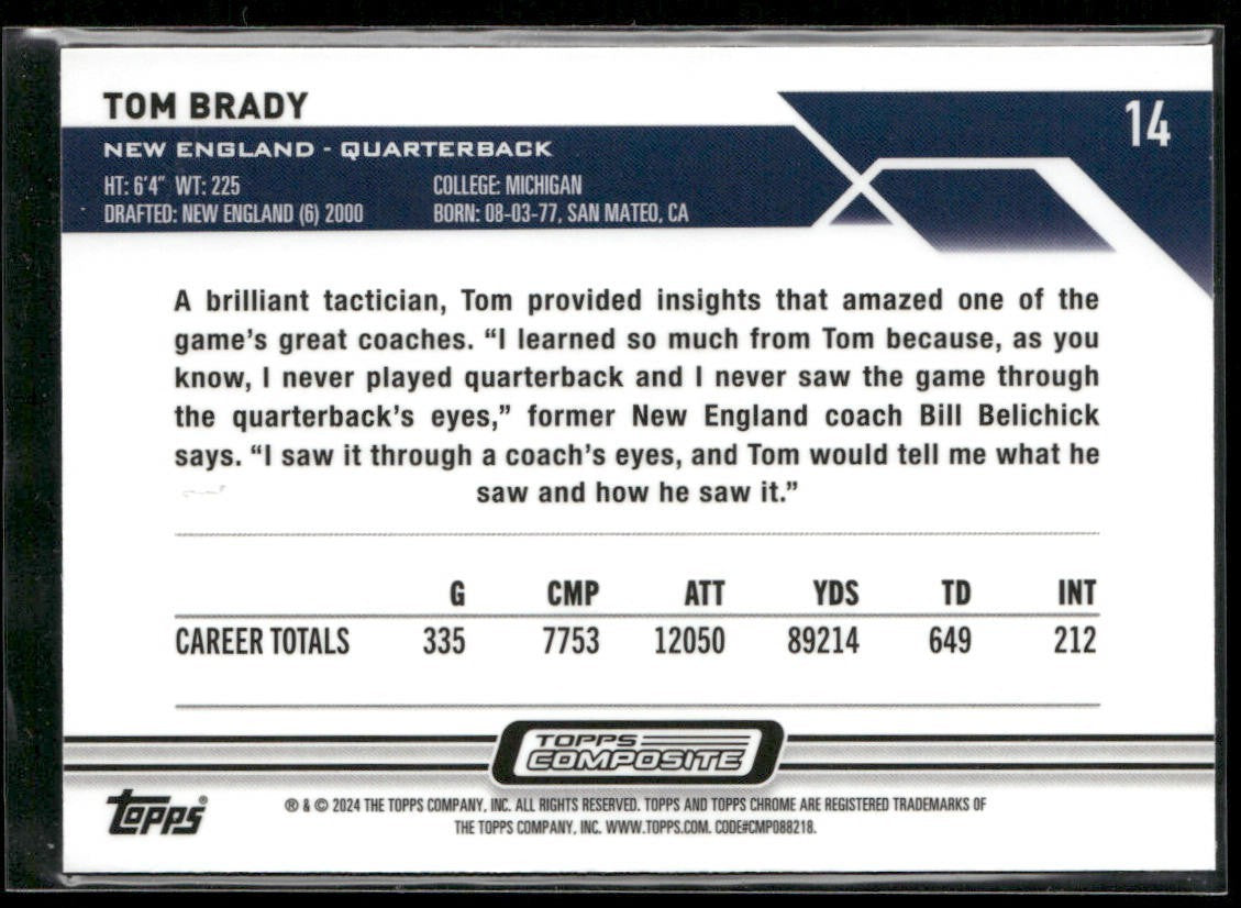Tom Brady Player Lot Bundle 10 Different Football Cards TB001 Patriots back