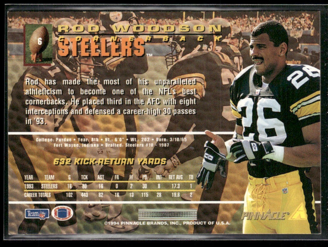 Rod Woodson Player Lot Bundle 10 Different Football Cards RW004 Steelers back
