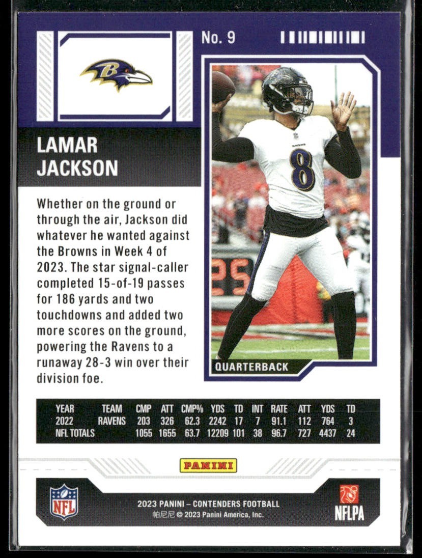 Lamar Jackson Player Lot Bundle 10 Different Football Cards LJ003 Ravens 1 RC back